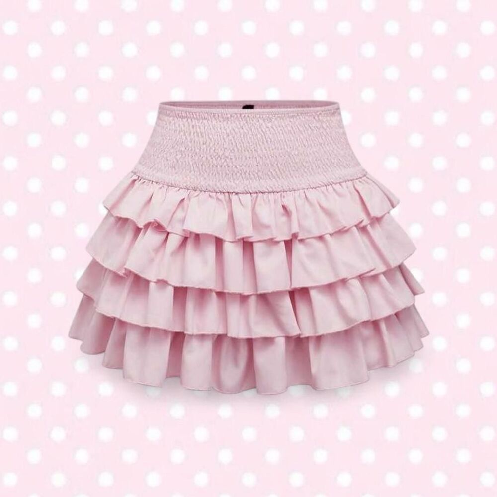 Romwe Women's Pink Ruffle Skirt